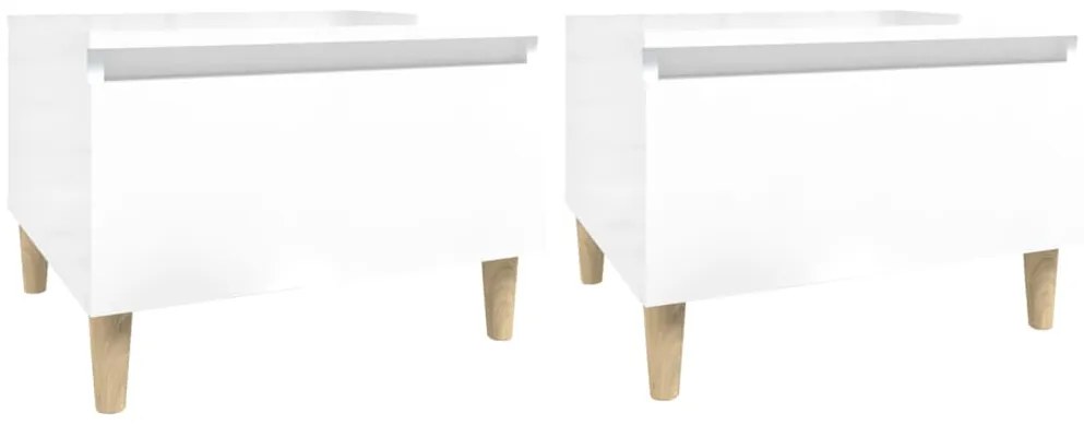 vidaXL Βοηθητικά Τραπέζια 2 τεμ. Γυαλ.Λευκό 50x46x35 εκ. Επεξ. Ξύλο