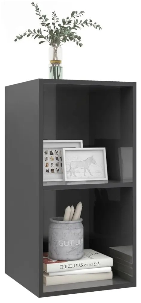 vidaXL Έπιπλο Τηλεόρασης Κρεμαστό Γυαλ. Γκρι 37x37x72 εκ. Επεξ. Ξύλο