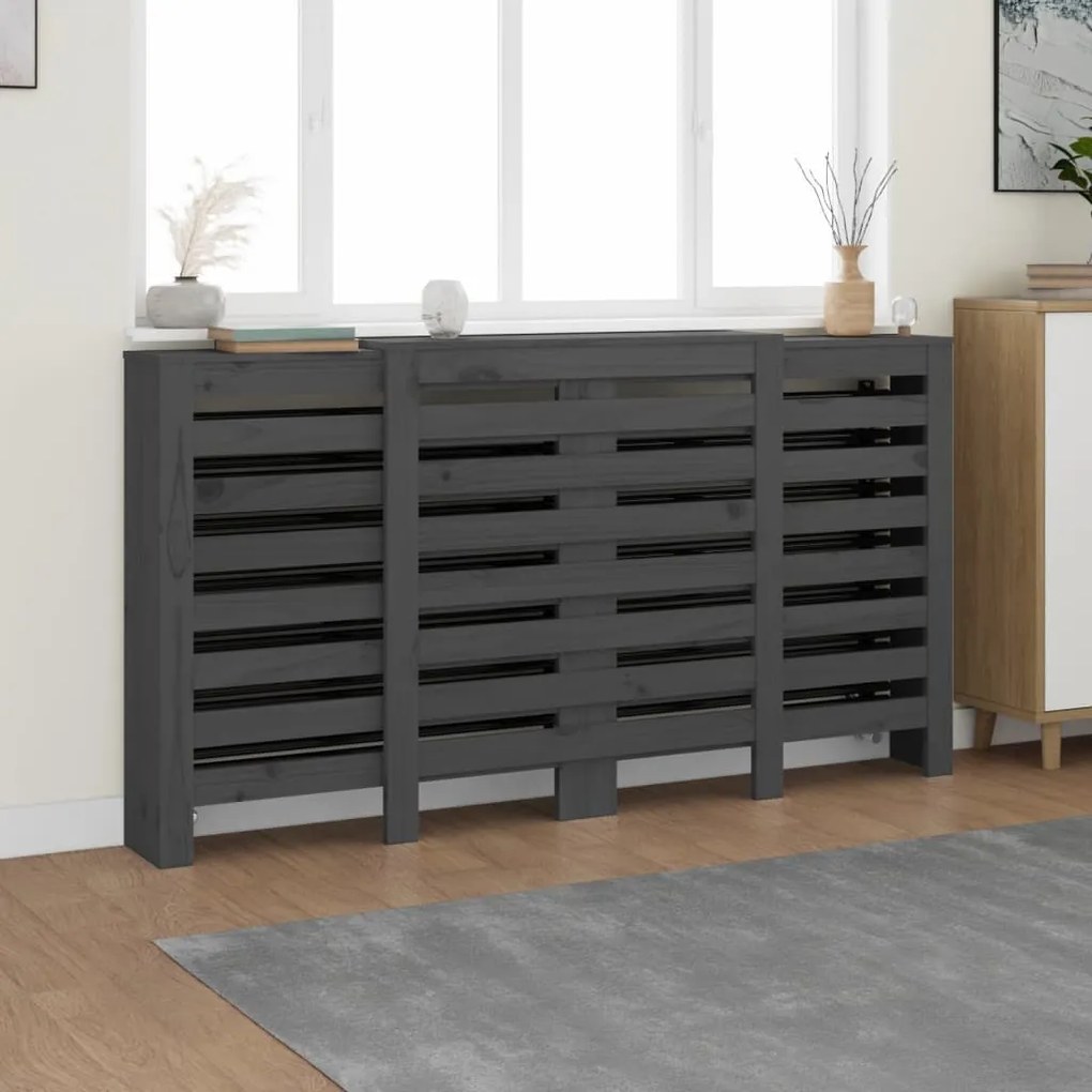 vidaXL Κάλυμμα Καλοριφέρ Γκρι 210x21x85 εκ. από Μασίφ Ξύλο Πεύκου