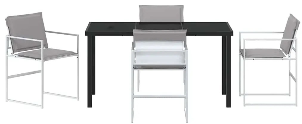 vidaXL Σέτ φαγητού για κήπο 5 pcs Λευκό Χάλυβας με επίστρωση πούδρας