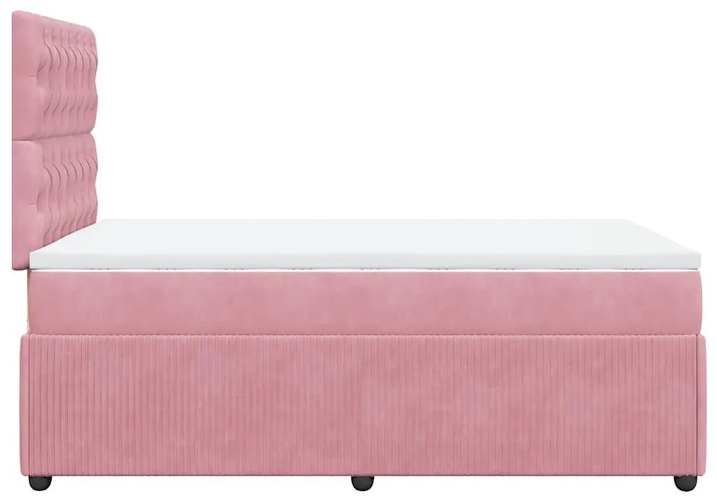 vidaXL Κρεβάτι Boxspring με Στρώμα Ροζ 120x200 εκ. Βελούδινο