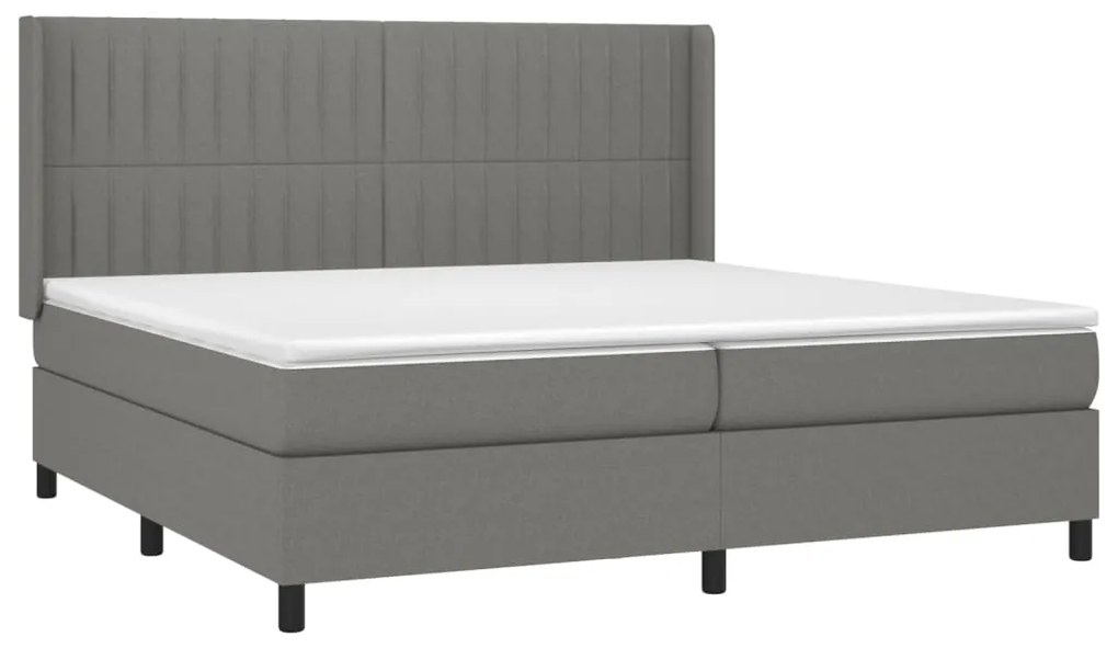 vidaXL Κρεβάτι Boxspring με Στρώμα Σκούρο Γκρι 200x200 εκ. Υφασμάτινο