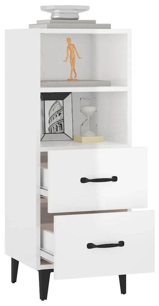 vidaXL Ντουλάπι Γυαλιστερό Λευκό 34,5x34x90 εκ. Επεξεργασμένο Ξύλο