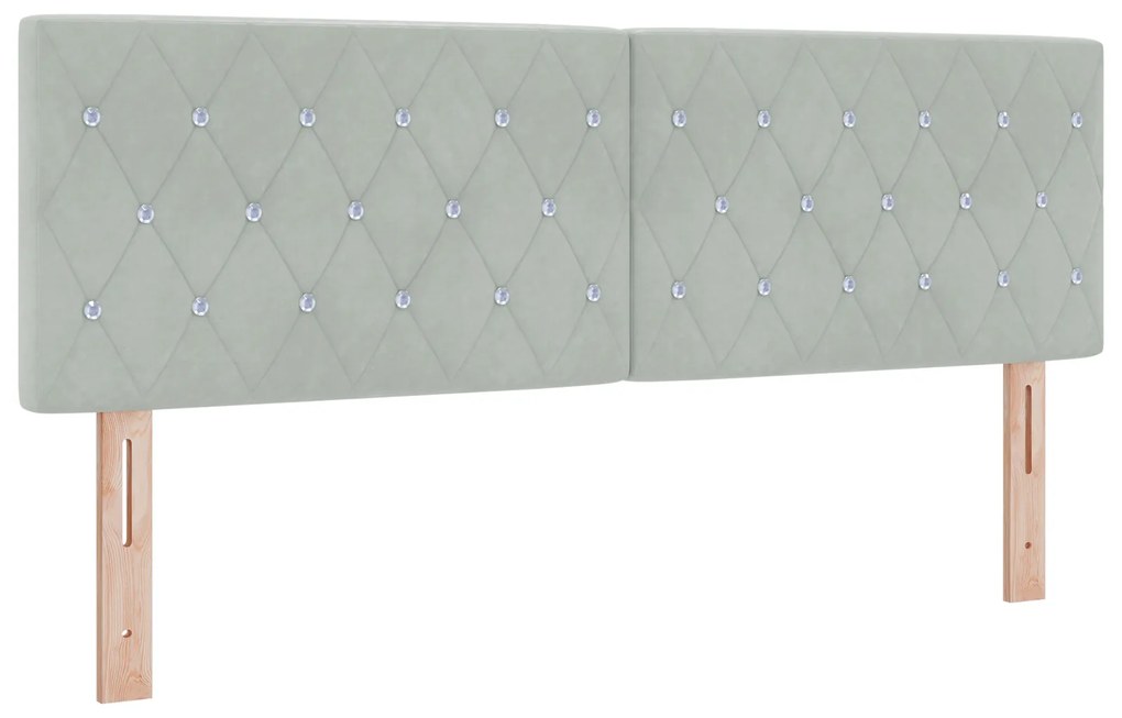 vidaXL LED κεφαλή με κρύσταλλους ανοιχτού γκρι 72 εκ βελούδο