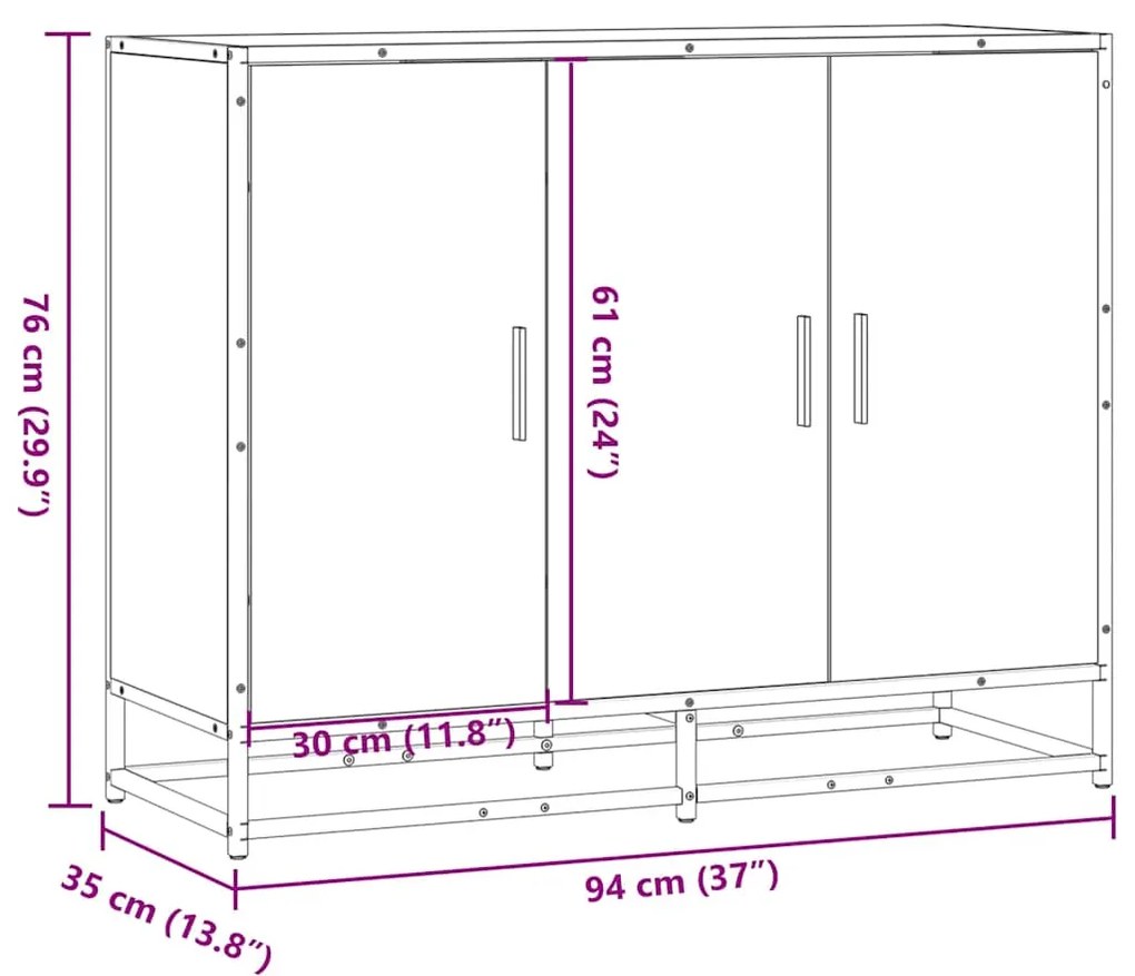 Sideboard Sonoma Oak 94x35x76 cm Κατασκευασμένο ξύλο - Καφέ