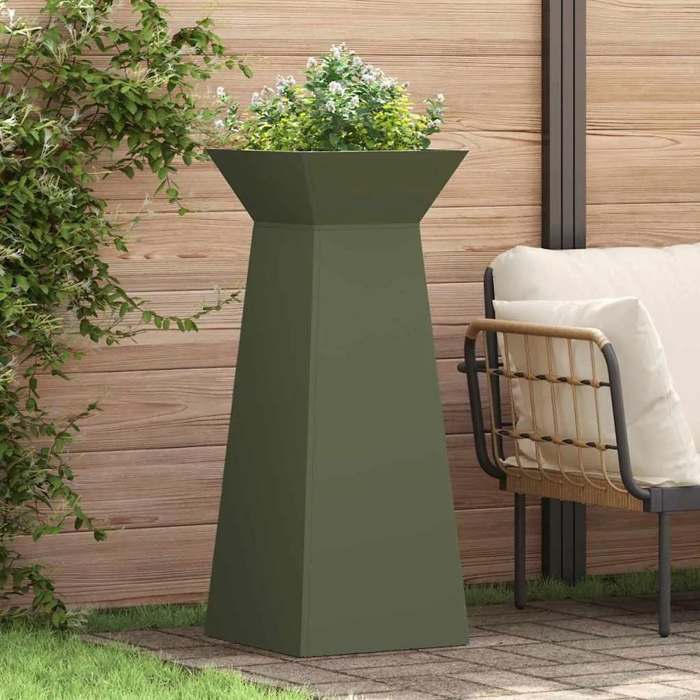 vidaXL Γλάστρα Πυλώνας 2 pcs Ελιά 40 x 40 x 100 cm Ατσάλι