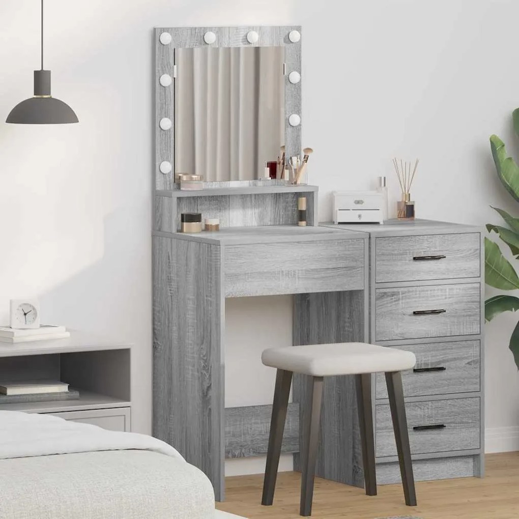 vidaXL Τραπέζι Μακιγιάζ με ράφι Γκρίζο Σονομα 50 x 41 x 135 εκ