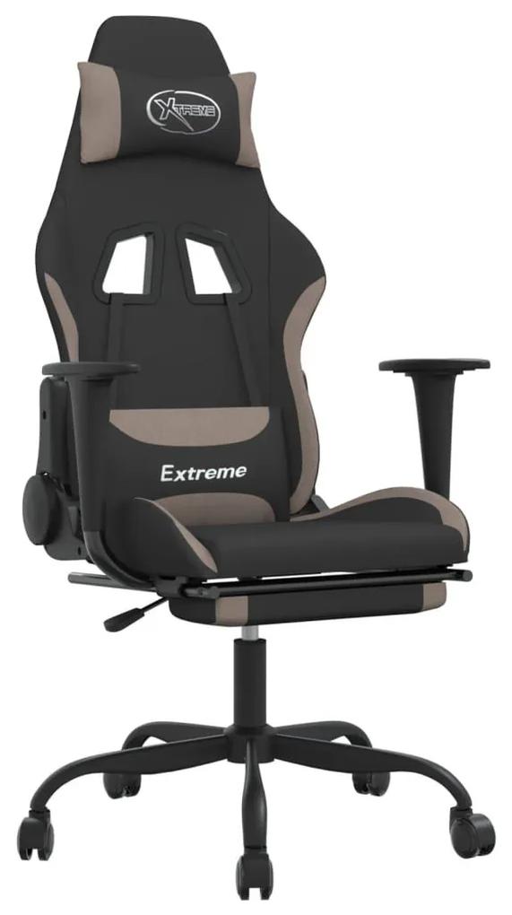 Καρέκλα Gaming Μαύρη &amp; Taupe Υφασμάτινη με Υποπόδιο - Μαύρο