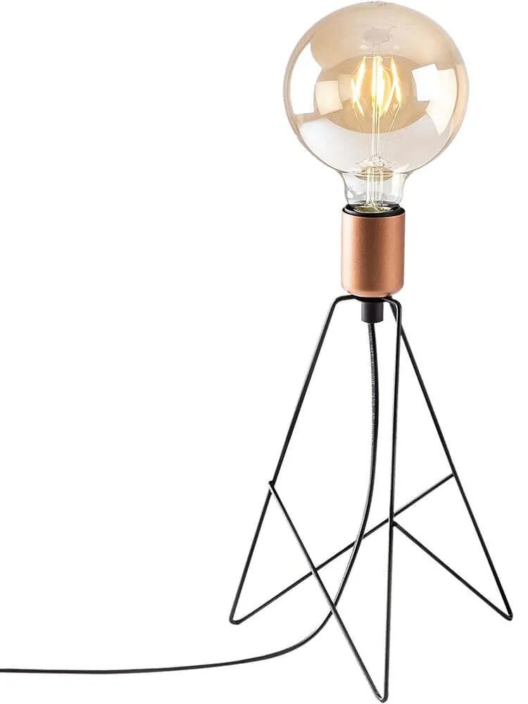 Φωτιστικό Επιτραπέζιο Piramit 521SHN2225 21x21x35cm 1xE27 40W Black-Copper Opviq