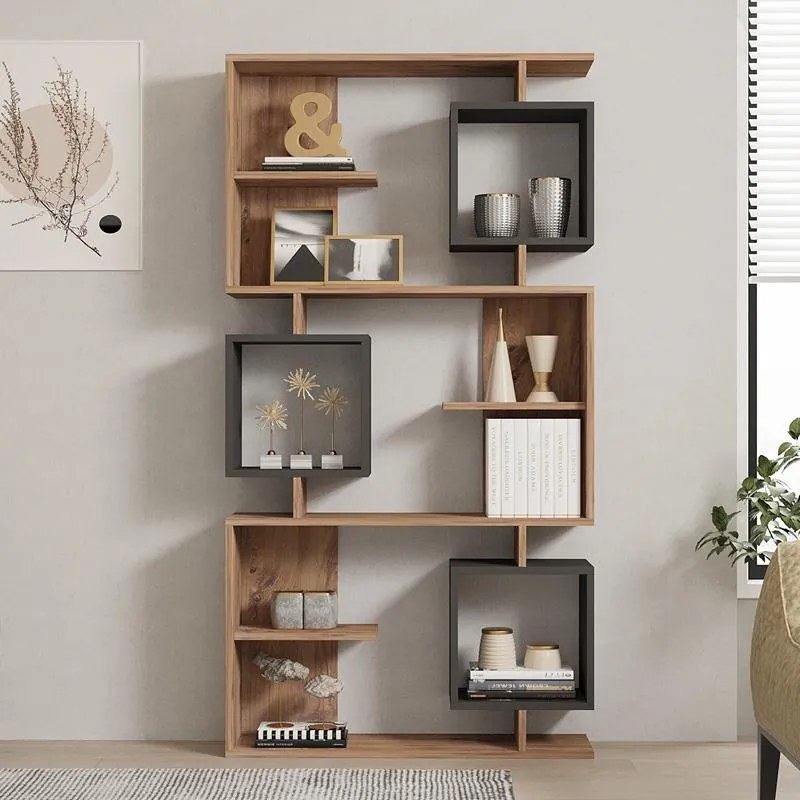 Βιβλιοθήκη Cubix sonoma - ανθρακί 90x24,6x171,90 εκ. 90x24.6x171.9 εκ.