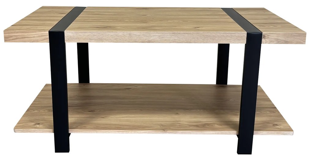 Τραπεζάκι Σαλονιού ArteLibre ESPINO Φυσικό/Μαύρο Μοριοσανίδα/Μέταλλο 100x50x45cm