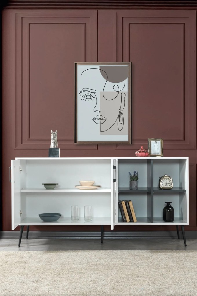 Κονσόλα Λευκό / Ανθρακί SOODER 160x44x20
