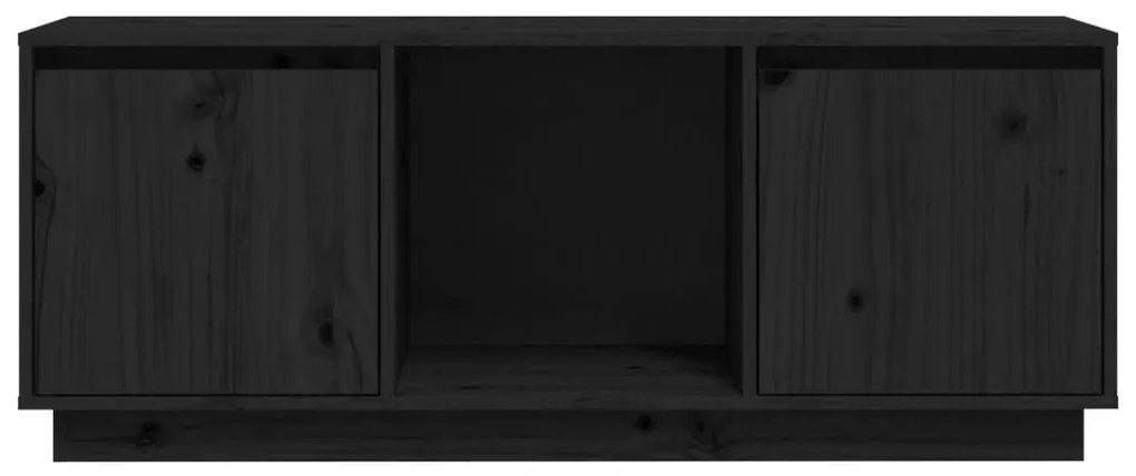 Έπιπλο Τηλεόρασης Μαύρο 110,5x35x44 εκ. από Μασίφ Ξύλο Πεύκου - Μαύρο