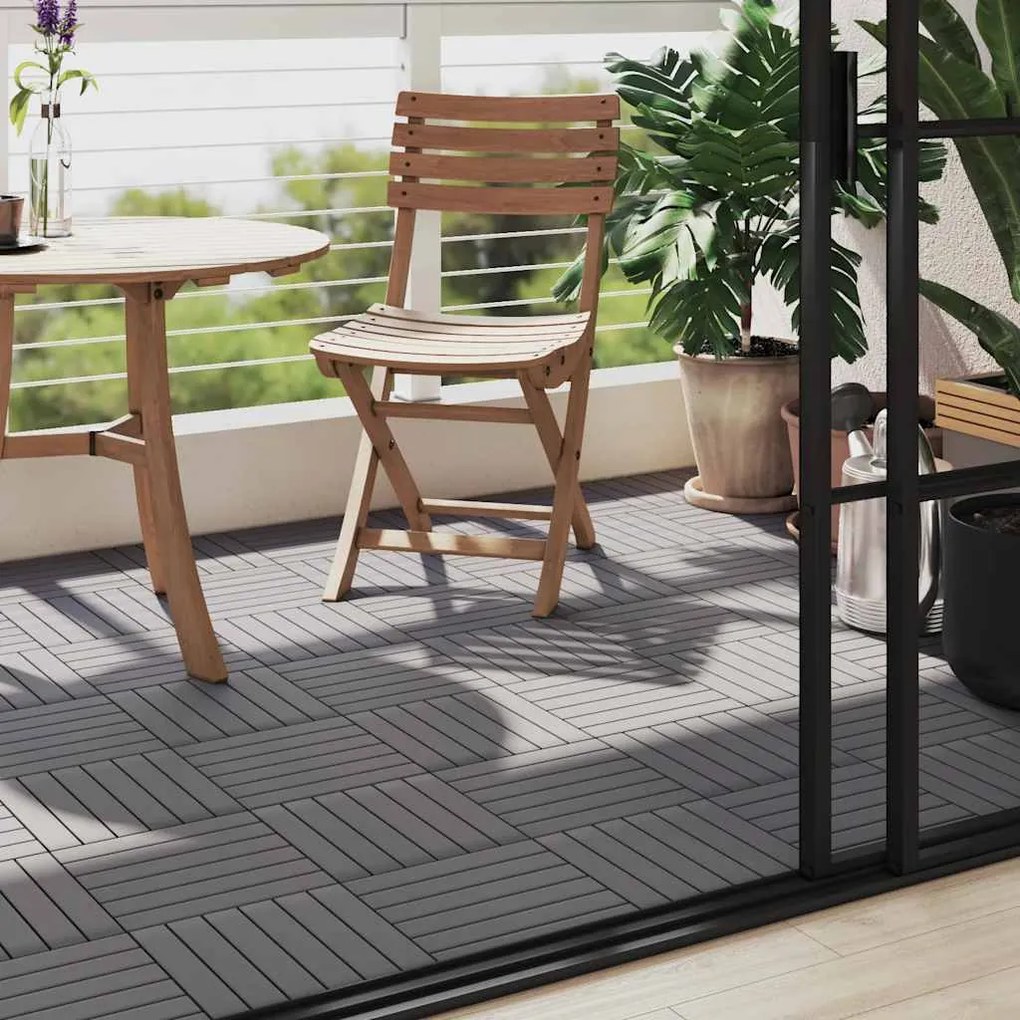 vidaXL Πλακάκια Deck 10 τεμ. Γκρι Πατίνα 30x30 εκ. Μασίφ Ξύλο Ακακίας