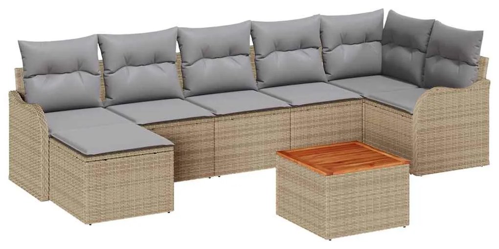 vidaXL Σετ Καναπέ Κήπου 8 pcs Beige, ανοιχτό γκρι