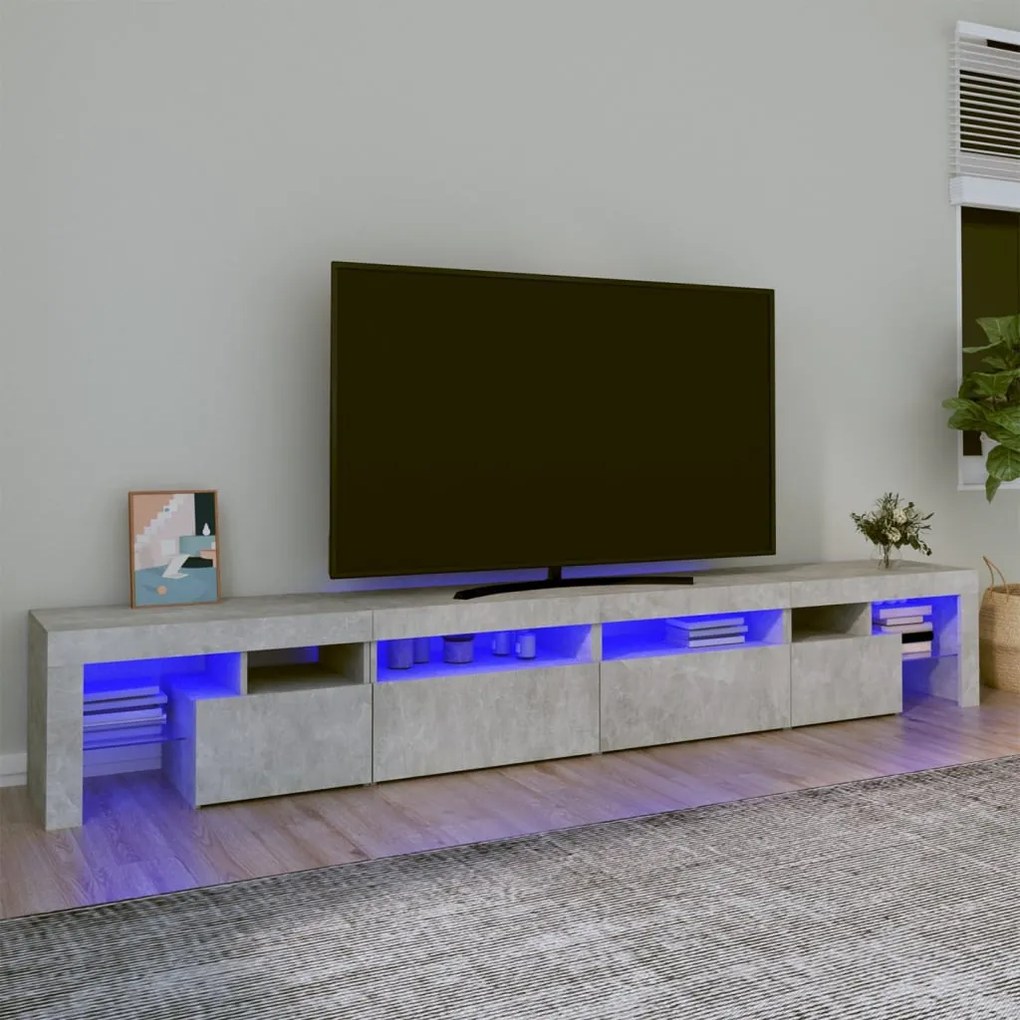 Έπιπλο Τηλεόρασης με LED Γκρι Σκυροδέματος 260x36,5x40 εκ. - Γκρι