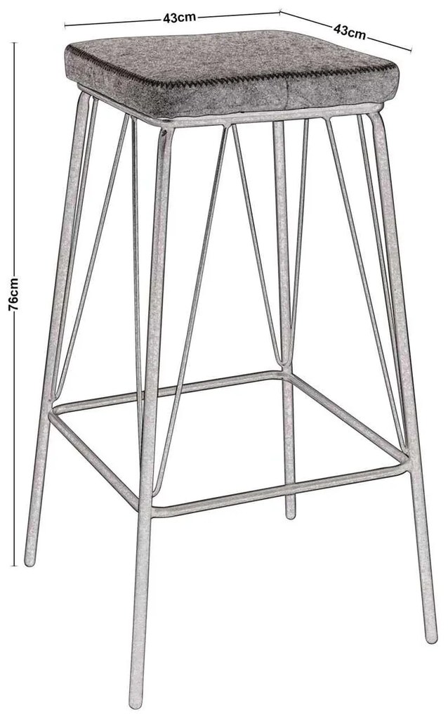 Σκαμπώ BAR PANTON Μεταλικό Μαύρο/Pu Brown 43x43x76cm (Σετ 2 ΤΕΜ)
