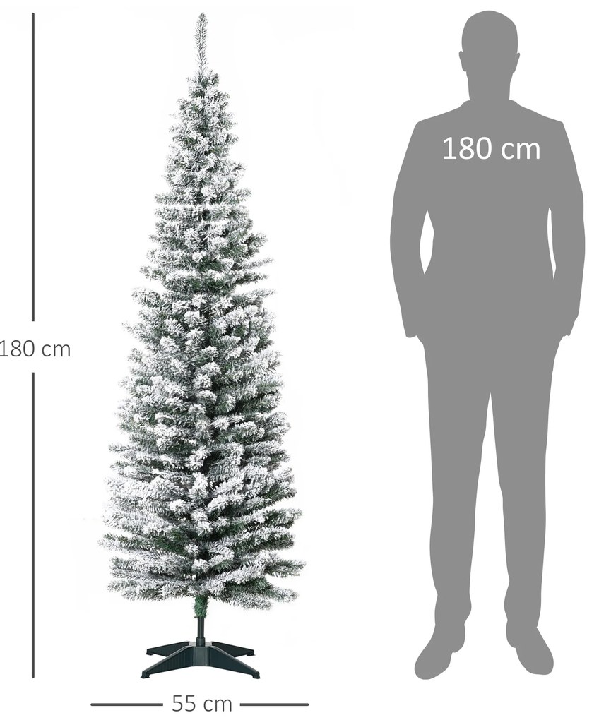 HOMCOM Τεχνητό Χριστουγεννιάτικο Δέντρο, 210 cm, Πριονωτά κλαδιά PVC, Αναδιπλούμενο, Μεταλλική βάση, Πράσινο/Λευκό