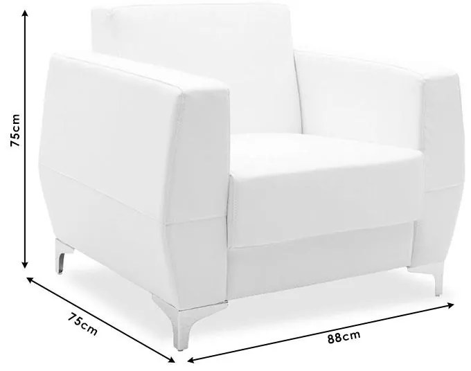 Πολυθρόνα Dermis inox-τεχνόδερμα μαύρο 88x75x75εκ 88x75x75 εκ.