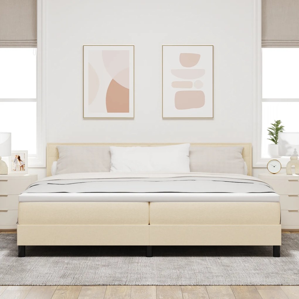 vidaXL Κρεβάτι με Στρώμα Cream 200x200 εκ. Ύφασμα