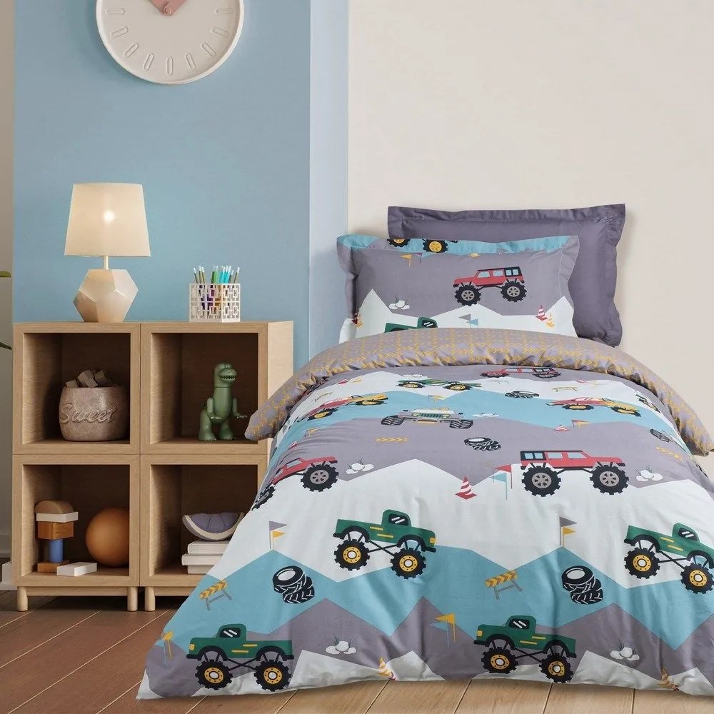Σεντόνια Παιδικά 4926 (Σετ 3τμχ) Green-Grey Das Home Μονό 170x260cm Cotton-Polyester
