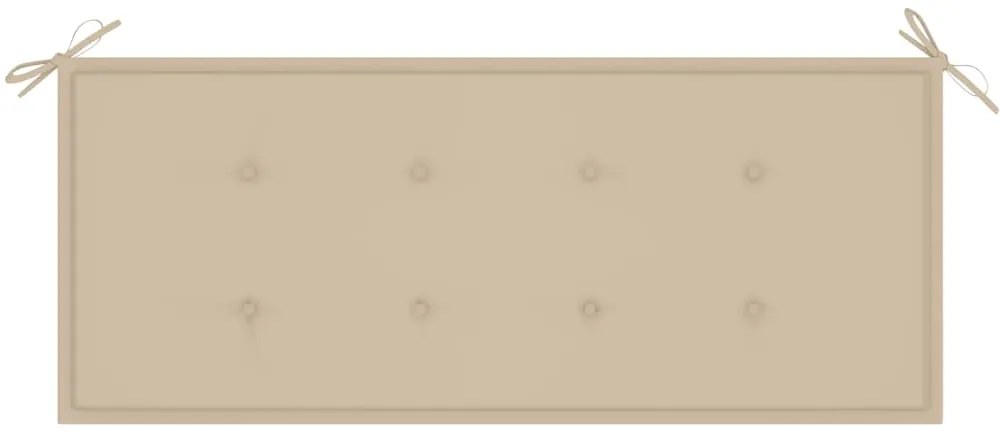 vidaXL Παγκάκι Κήπου Batavia 120 εκ. από Ξύλο Teak με Μπεζ Μαξιλάρι