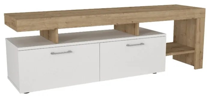 Έπιπλο τηλεόρασης Acnes Megapap χρώμα λευκό - sapphire oak 160x40x53εκ. - GP042-0242,3