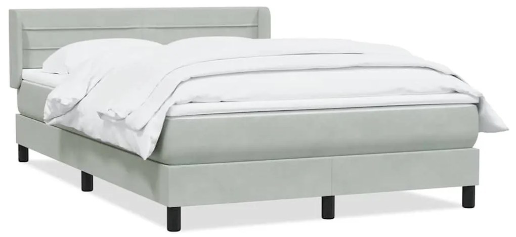 Κρεβάτι Boxspring με Στρώμα Ανοιχτό Γκρι 160x220 εκ. Βελούδινο - Γκρι