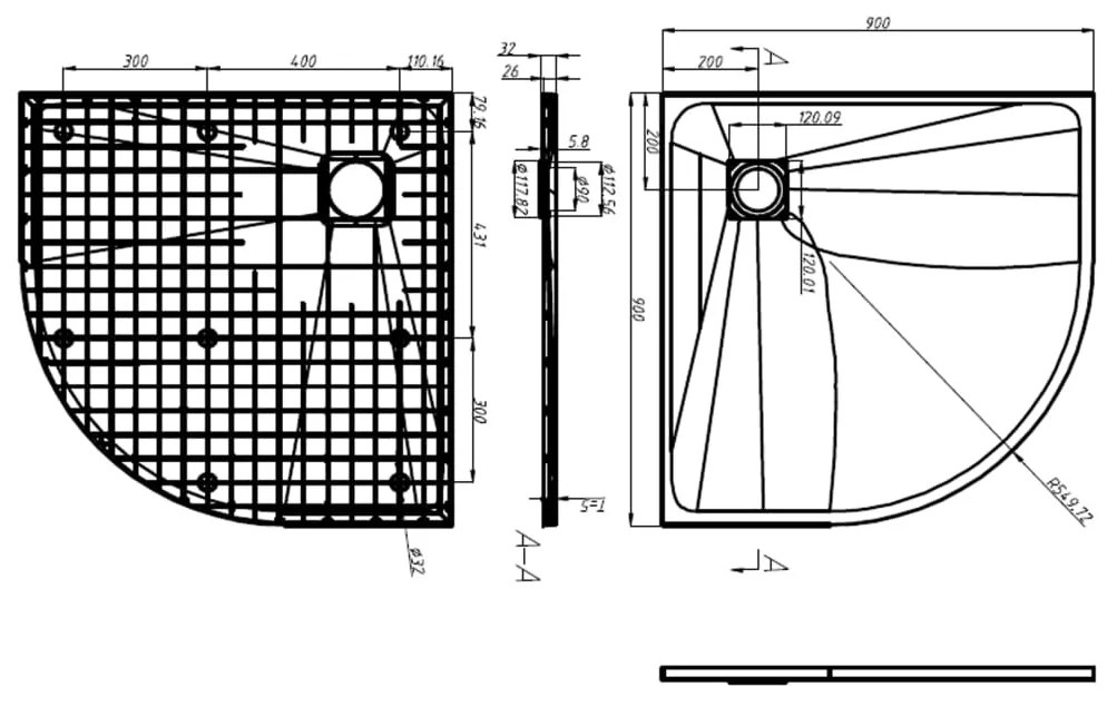 ΒΑΣΗ ΝΤΟΥΖΙΕΡΑΣ ΜΑΥΡΗ 90 X 90 ΕΚ. ΑΠΟ SMC 146527