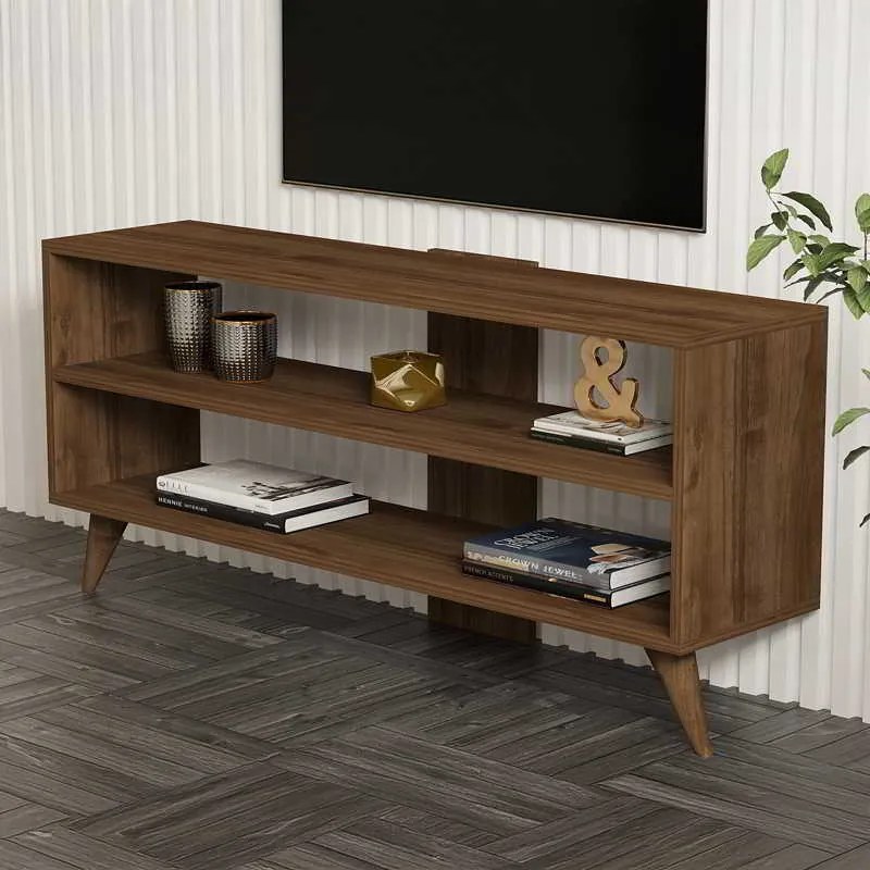 Σύνθετο σαλονιού Prestige pakoworld σε καρυδί απόχρωση 120x29,6x50εκ