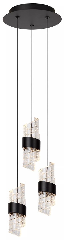 Φωτιστικό Κρεμαστό Lucide 13496-21-30 KLIGANDE Μαύρο Ματ (Black Mat)|Διάφανο (Transparent) 2700 K