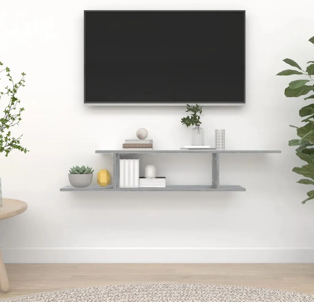 vidaXL Ράφι Τηλεόρασης Γκρι Sonoma 125x18x23 εκ. Επεξεργασμένο Ξύλο