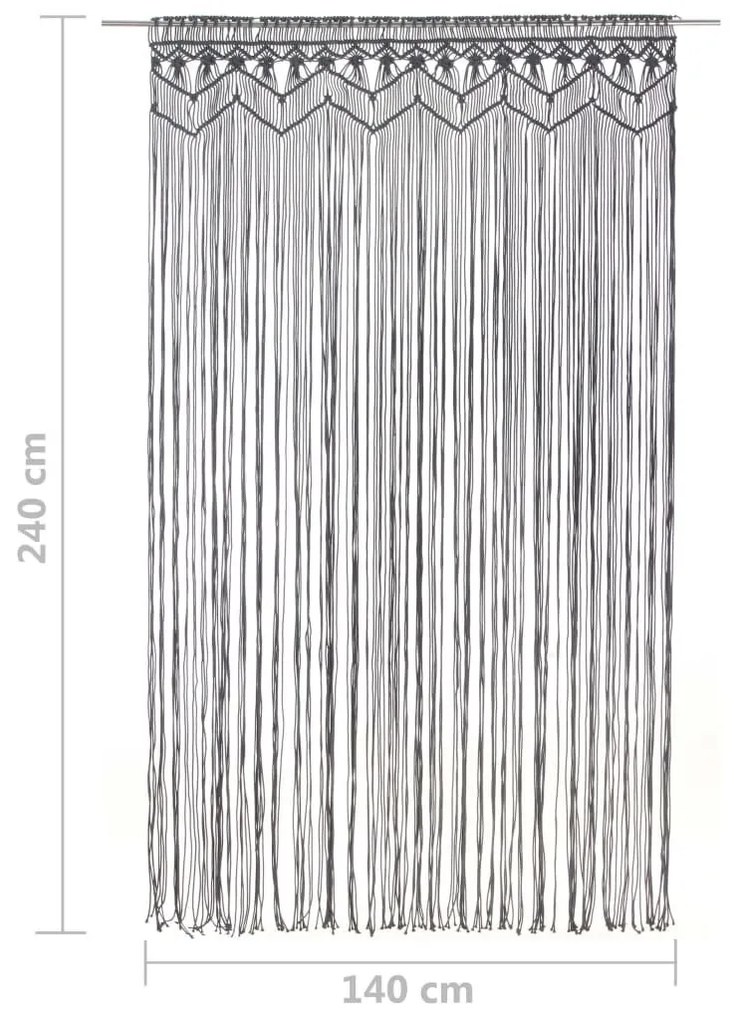 Κουρτίνα Μακραμέ Ανθρακί 140 x 240 εκ. Βαμβακερή - Ανθρακί