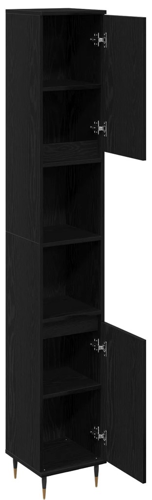 vidaXL Ντουλάπα Μπάνιου Μαύρη Δρυς 30x30x190 εκ Μηχανουργείο Ξύλου