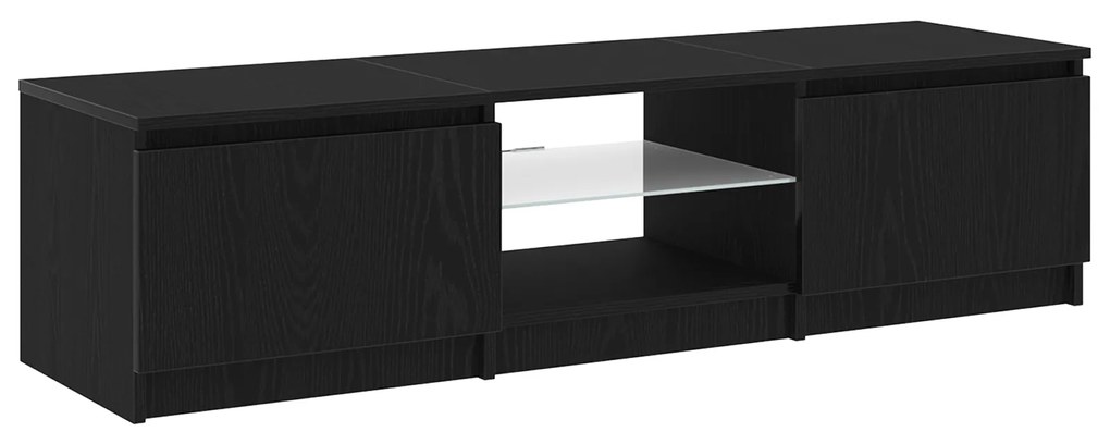 vidaXL Ντουλάπα Τηλεόρασης με Φώτα LED Μαύρο Δρύς 140x40x35,5 εκ. από επεξεργασμένο ξύλο