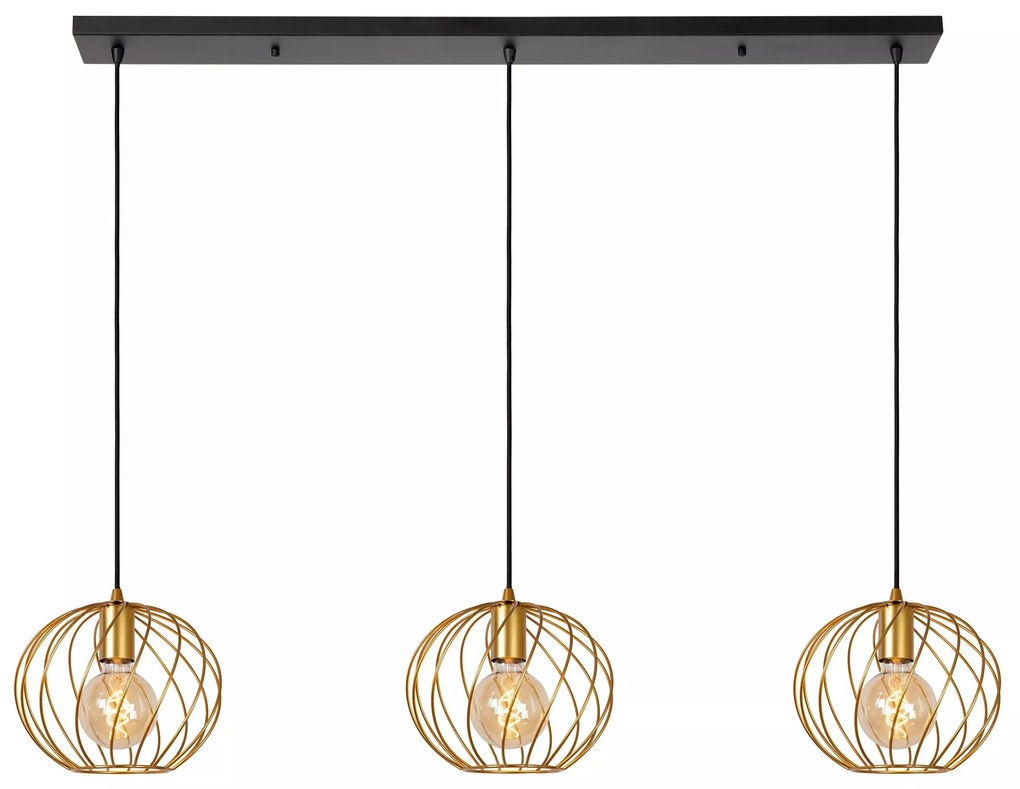 Φωτιστικό Κρεμαστό Lucide 21428-03-02 DANZA Χρυσό Χρώμα (Gold Coloured)|Μαύρο Ματ (Black Mat)