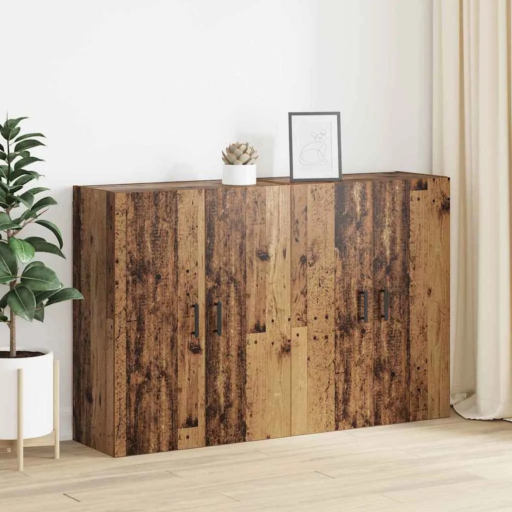 vidaXL Ντουλάπια Τοίχου Επιτοίχιο 2 pcs Παλαιό ξύλο 69.5 x 34 x 90 εκ.