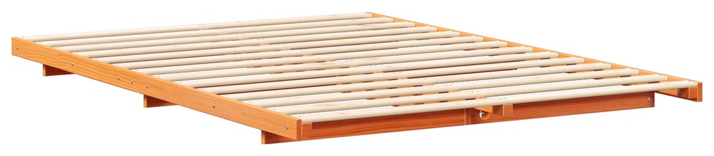 vidaXL Κρεβάτι δαπέδου Καφέ κεριού 140 x 200 cm Μασίφ ξύλο πεύκου