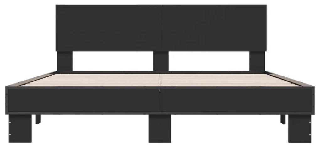 Πλαίσιο Κρεβατιού Μαύρο 160x200 εκ. Επεξ. Ξύλο &amp; Μέταλλο - Μαύρο