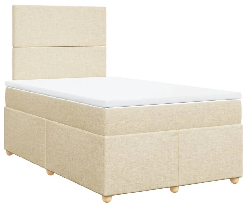 Κρεβάτι Boxspring με Στρώμα Κρεμ 120x190 εκ. Υφασμάτινο - Κρεμ