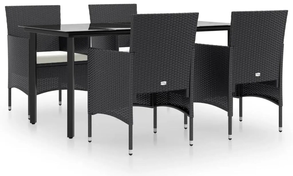 vidaXL Σετ Τραπεζαρίας Κήπου 5 Τεμαχίων Μαύρο με Μαξιλάρια