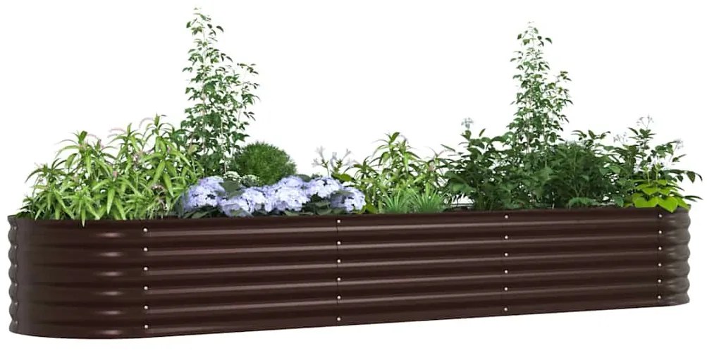 vidaXL Υπερυψωμένη Ζαρντινιέρα Καφέ 320 x 80 x 44 cm Ατσάλι