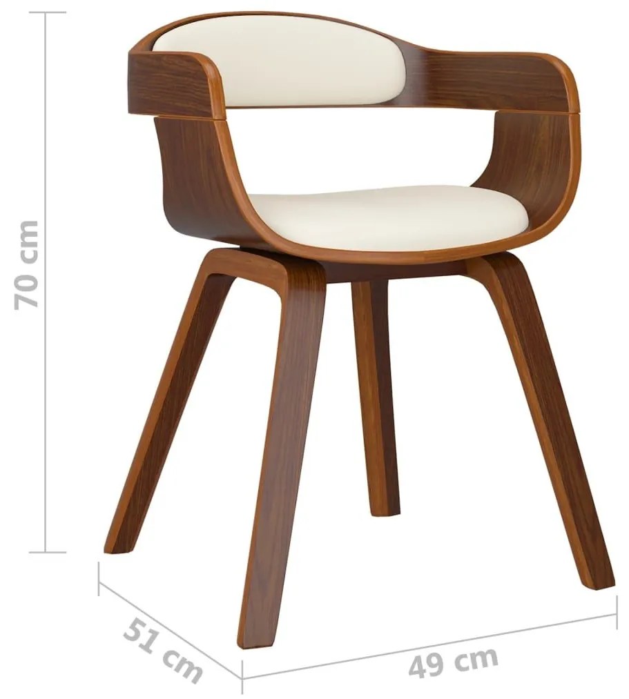 Καρέκλα Τραπεζαρίας Κρεμ από Συνθετικό Δέρμα &amp; Λυγισμένο Ξύλο - Κρεμ