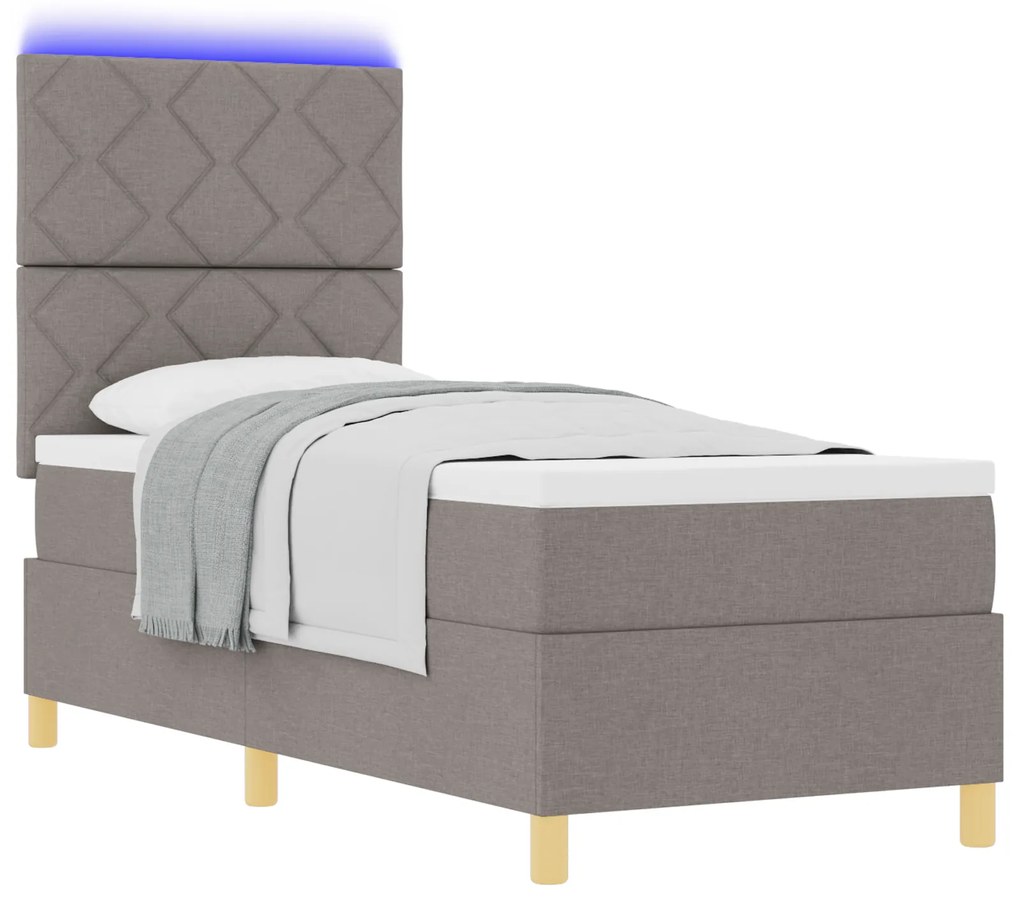 vidaXL Κρεβάτι με σπλίνα και στρώμα & LED Ταουπέ 80x200 εκ. Ύφασμα