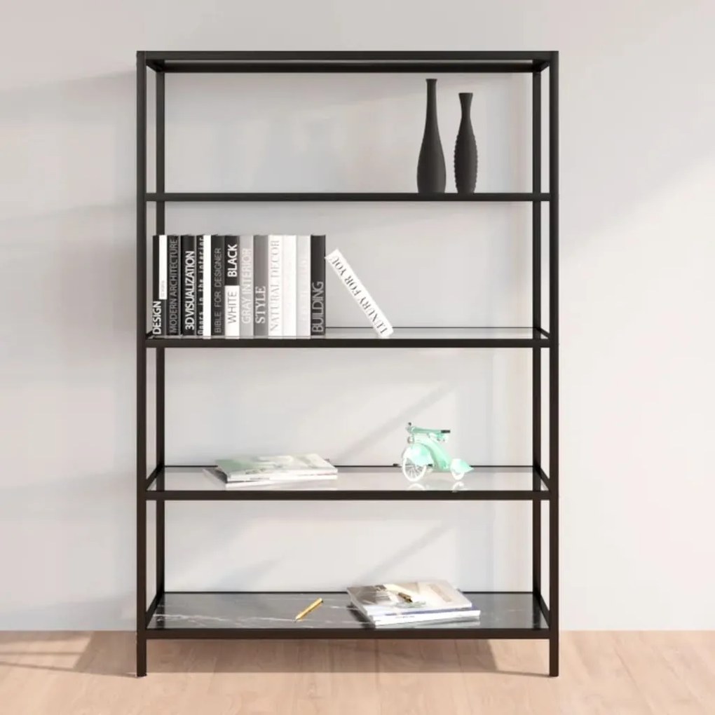 vidaXL Ράφι Μαύρο και Διαφανές Μάρμαρο 100 x 36 x 168 εκ. Ψημένο Γυαλί