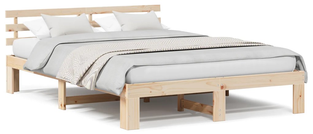 vidaXL Σκελετός Κρεβατιού Καφέ 140 x 200 cm Μασίφ ξύλο πεύκου