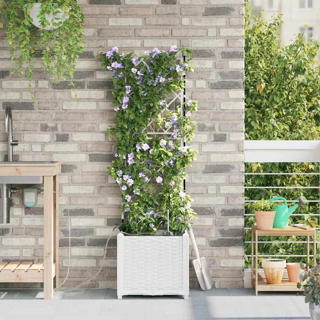 vidaXL Ζαρντινιέρες κήπου Λευκό 40 x 40 x 142 cm Ατσάλι