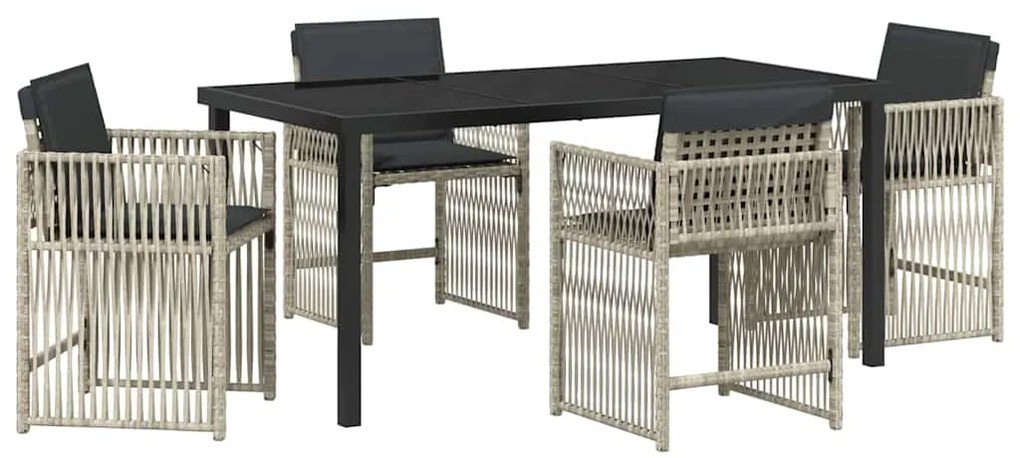 vidaXL Σετ Εξωτερικών Επίπλων 5 Τεμαχίων με Μαξιλάρια σε Ανοιχτό Γκρι Πολυ Ράττον