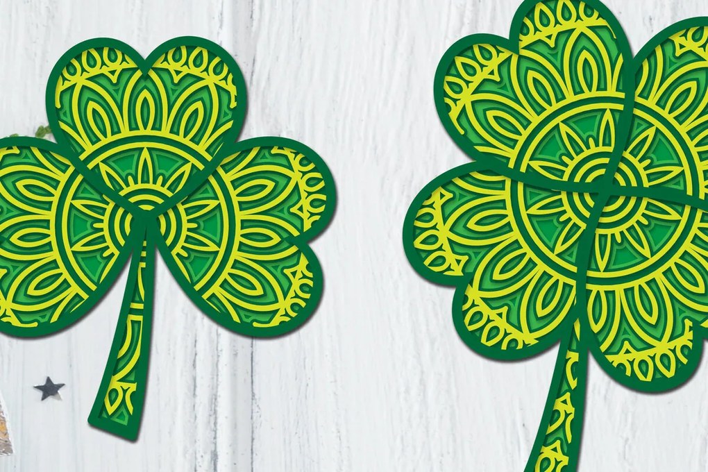 Intra απο ξύλο plywood 3mm-4mm πάχος - Clover Mandala 3D Layered Papercut Δίασταση 30x30 cm INTRAFABR-89420618