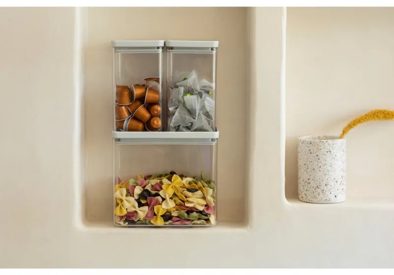 Κουτιά αποθήκευσης Brabantia Tasty+ Stackable 1008880, 2x1.6l+1x3.5l, BPA-free, Στεγανό κλείσιμο, Ανοιχτό γκρι